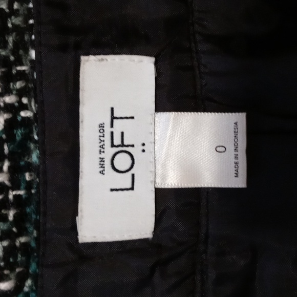 🍁LOFT🍁 - Green/Gray Tweed Wool Blend Skirt - Picture 3 of 11